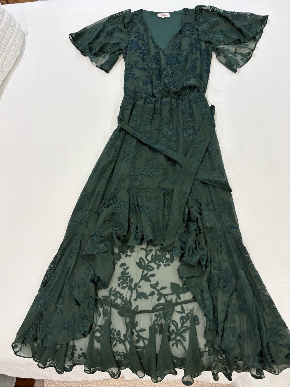 NWOT Parker Dark Green Floral Demi Wrap Dress